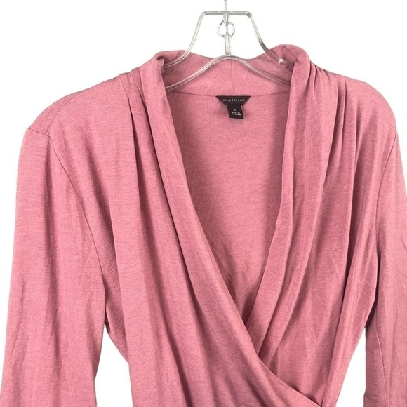 Ann Taylor Draped Jersey Top Blouse Mauve Pink Size Small - Picture 4 of 6